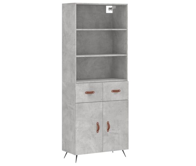 Aparador alto - mueble de almacenamiento madera contrachapada gris hormigón 69,5x34x180 cm es985