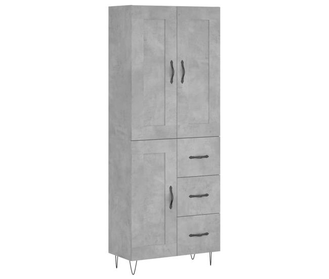 Aparador alto - mueble de almacenamiento madera contrachapada gris hormigón 69,5x34x180 cm es981