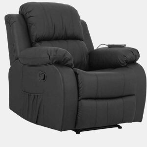 Sillón Relax Trevi Nalui Reclinable 160º, 8 Motores Silenciosos, Calor Lumbar, 4 Zonas de Masaje y PU Anti-Cuarteo Negro