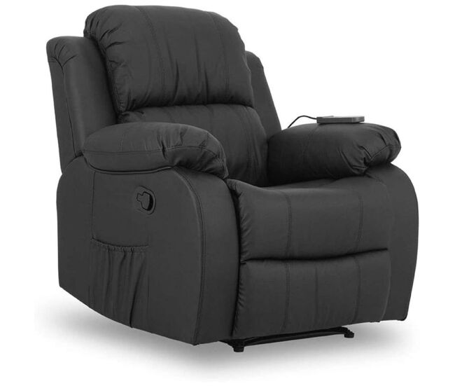 Sillón relax trevi nalui negro reclinable 160o, 8 motores silenciosos, calor lumbar, 4 zonas de masaje y pu anti-cuarteo