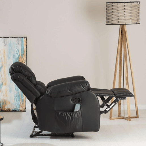 Sillón Relax Trevi Nalui Reclinable 160º, 8 Motores Silenciosos, Calor Lumbar, 4 Zonas de Masaje y PU Anti-Cuarteo Negro