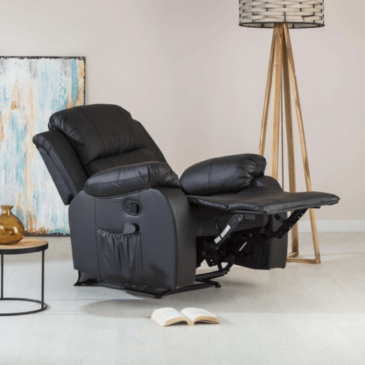Sillón Relax Trevi Nalui Reclinable 160º, 8 Motores Silenciosos, Calor Lumbar, 4 Zonas de Masaje y PU Anti-Cuarteo Negro