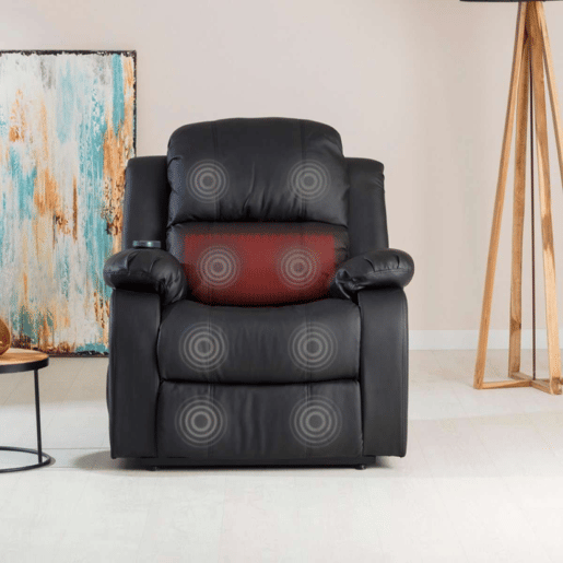 Sillón Relax Trevi Nalui Reclinable 160º, 8 Motores Silenciosos, Calor Lumbar, 4 Zonas de Masaje y PU Anti-Cuarteo Negro