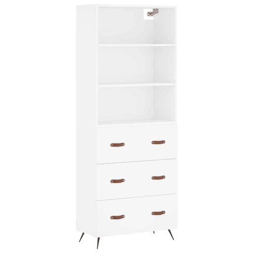 Armário alto - Bufete - Móvel de apoio 69,5x34x180 cm derivados de madeira branco pt628