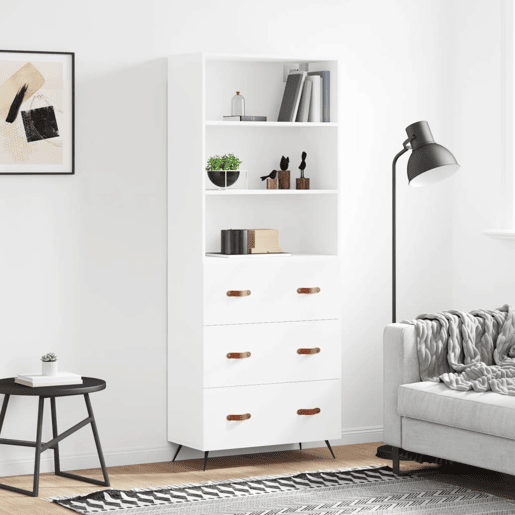 Armário alto - Bufete - Móvel de apoio 69,5x34x180 cm derivados de madeira branco pt628