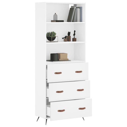 Armário alto - Bufete - Móvel de apoio 69,5x34x180 cm derivados de madeira branco pt628
