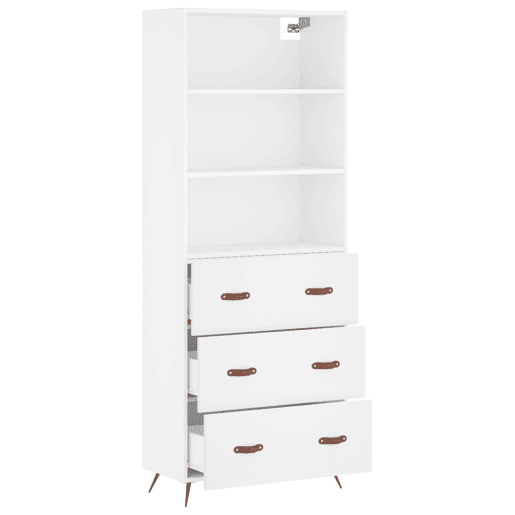 Armário alto - Bufete - Móvel de apoio 69,5x34x180 cm derivados de madeira branco pt628