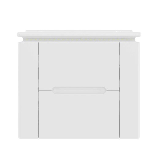 Armário de casa de banho suspenso 61x46x48,5 cm - com iluminação LED, 2 gavetas, lavatório integrado - branco