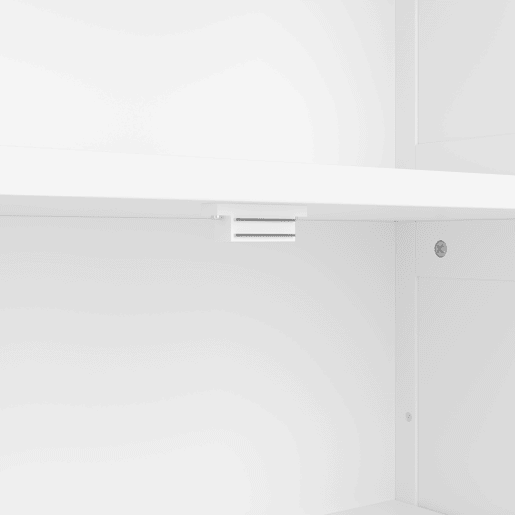 Armário de casa de banho alto 57,4 x 28,5 x 160 cm - com arrumação, portas de vidro e madeira, prateleiras ajustáveis, branco