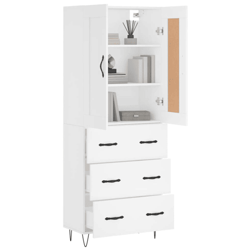 Armário alto - Bufete - Móvel de apoio 69,5x34x180 cm derivados de madeira branco pt723 Armário alto - Bufete - Móvel de apoio 69,5x34x180 cm derivados de madeira branco pt723