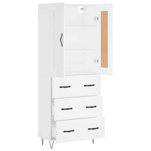 Armário alto - Bufete - Móvel de apoio 69,5x34x180 cm derivados de madeira branco pt723 Armário alto - Bufete - Móvel de apoio 69,5x34x180 cm derivados de madeira branco pt723