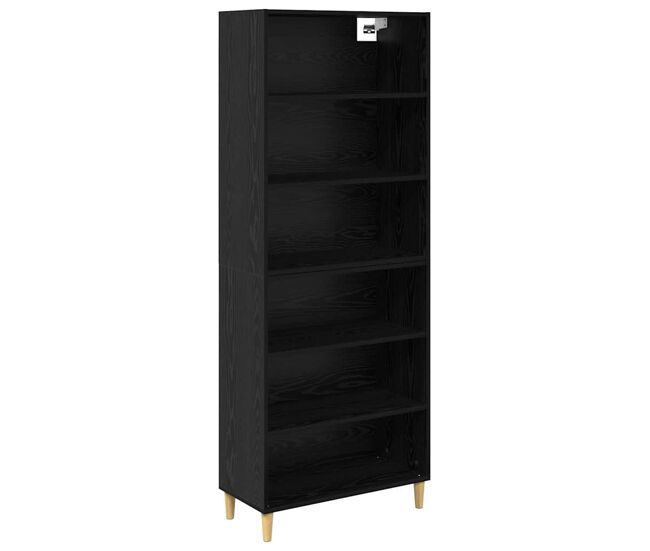 Aparador alto - mueble de almacenamiento roble negro 69,5 x 32,5 x 180 cm es1588