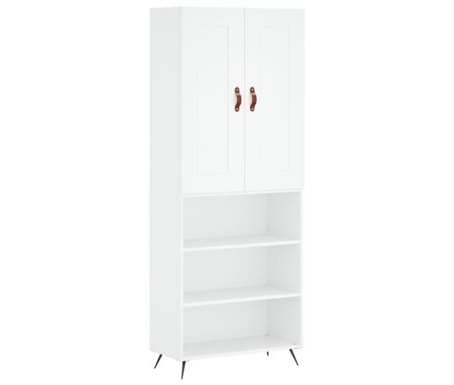 Aparador alto - mueble de almacenamiento madera contrachapada blanco 69,5x34x180 cm es741