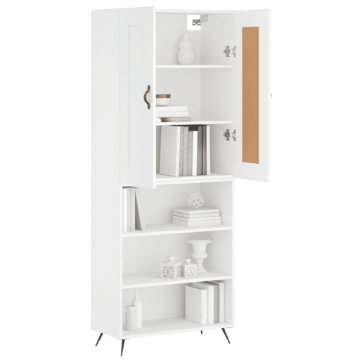 Armário alto - Bufete - Móvel de apoio 69,5x34x180 cm derivados de madeira branco pt741