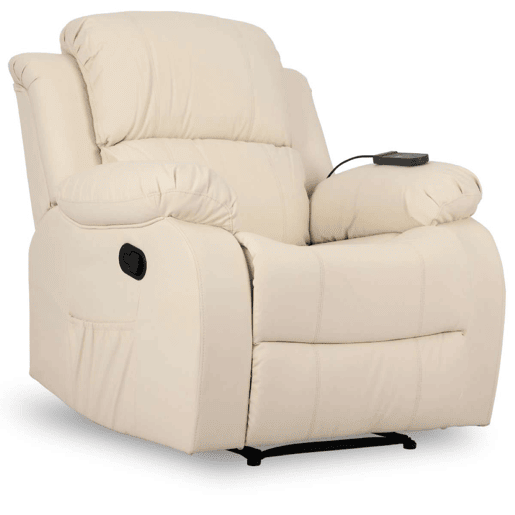 Sillón Relax Trevi Nalui Reclinable 160º, 8 Motores Silenciosos, Calor Lumbar, 4 Zonas de Masaje y PU Anti-Cuarteo Beig