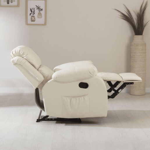 Sillón Relax Trevi Nalui Reclinable 160º, 8 Motores Silenciosos, Calor Lumbar, 4 Zonas de Masaje y PU Anti-Cuarteo Beig
