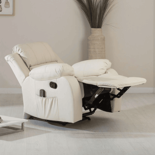 Sillón Relax Trevi Nalui Reclinable 160º, 8 Motores Silenciosos, Calor Lumbar, 4 Zonas de Masaje y PU Anti-Cuarteo Beig