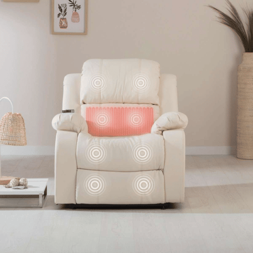 Sillón Relax Trevi Nalui Reclinable 160º, 8 Motores Silenciosos, Calor Lumbar, 4 Zonas de Masaje y PU Anti-Cuarteo Beig