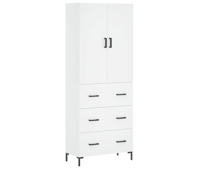 Aparador alto - mueble de almacenamiento madera contrachapada blanco 69,5x34x180 cm es654