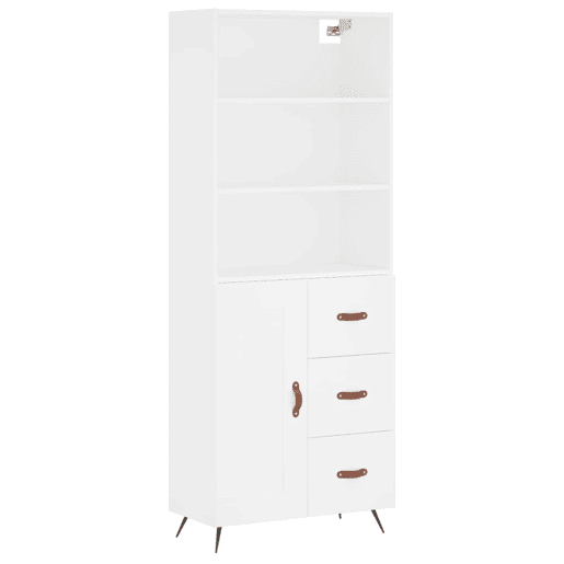 Armário alto - Bufete - Móvel de apoio 69,5x34x180 cm derivados de madeira branco pt643
