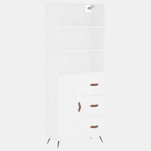 Armário alto - Bufete - Móvel de apoio 69,5x34x180 cm derivados de madeira branco pt643
