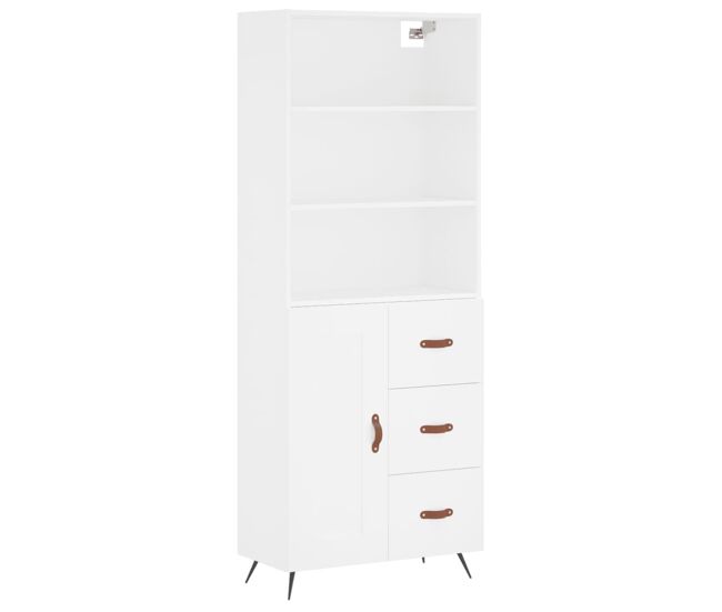 Aparador alto - mueble de almacenamiento madera contrachapada blanco 69,5x34x180 cm es643