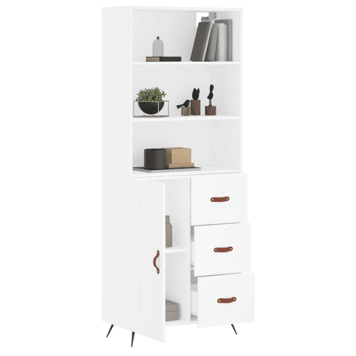 Armário alto - Bufete - Móvel de apoio 69,5x34x180 cm derivados de madeira branco pt643