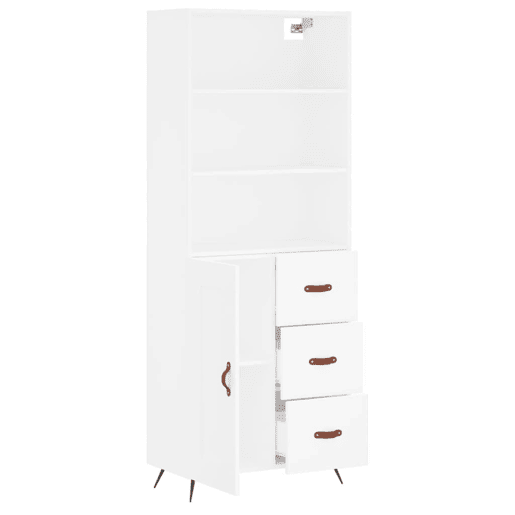 Armário alto - Bufete - Móvel de apoio 69,5x34x180 cm derivados de madeira branco pt643