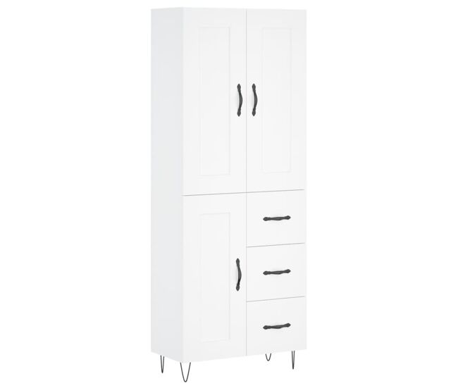 Aparador alto - mueble de almacenamiento madera contrachapada blanco 69,5x34x180 cm es740