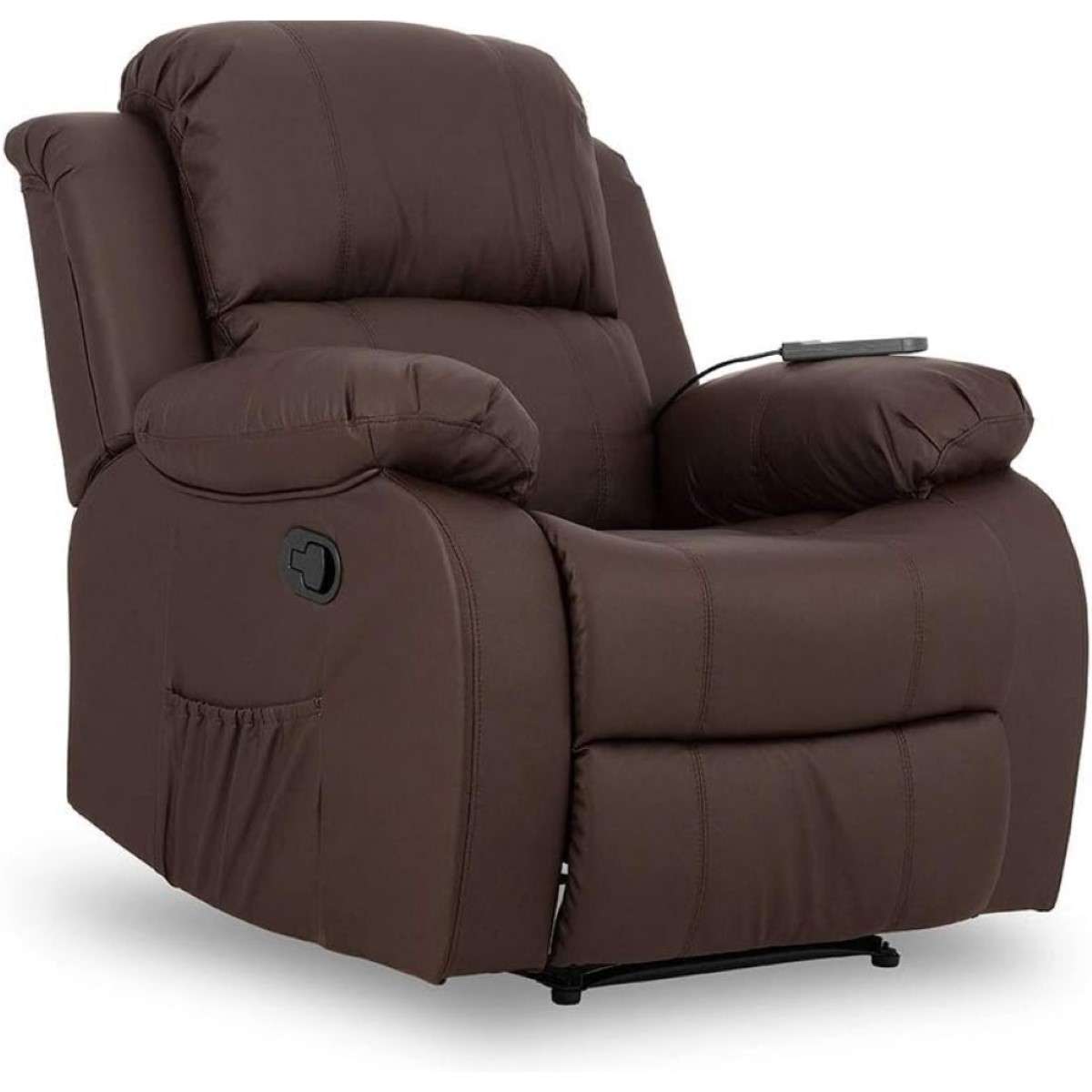 Sillón relax trevi nalui marrón reclinable 160º, 8 motores silenciosos, calor lumbar, 4 zonas de masaje y pu anti-cuarteo