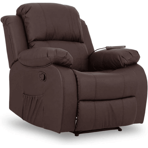 Sillón Relax Trevi Nalui Reclinable 160º, 8 Motores Silenciosos, Calor Lumbar, 4 Zonas de Masaje y PU Anti-Cuarteo Marron