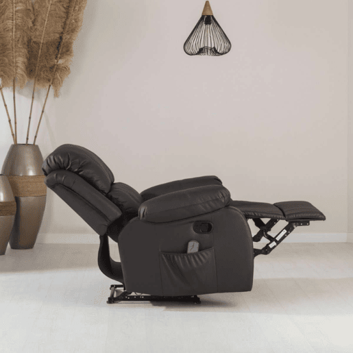Sillón Relax Trevi Nalui Reclinable 160º, 8 Motores Silenciosos, Calor Lumbar, 4 Zonas de Masaje y PU Anti-Cuarteo Marron