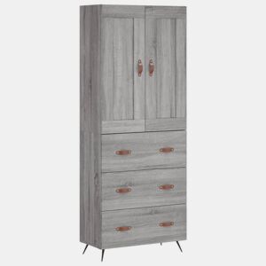 Armário alto - Bufete - Móvel de apoio 69,5x34x180 cm derivados de madeira sonoma cinza pt1132