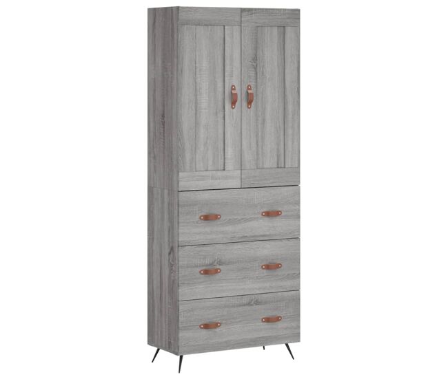 Aparador alto - mueble de almacenamiento madera contrachapada gris sonoma 69,5x34x180 cm es1132