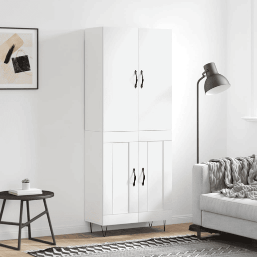 Armário alto - Bufete - Móvel de apoio 69,5x34x180 cm derivados de madeira branco pt671