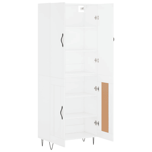 Armário alto - Bufete - Móvel de apoio 69,5x34x180 cm derivados de madeira branco pt671