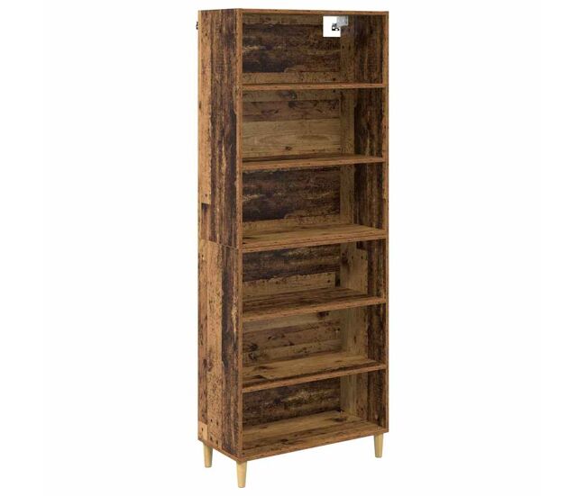 Aparador alto - mueble de almacenamiento madera envejecida 69,5 x 32,5 x 180 cm es1441