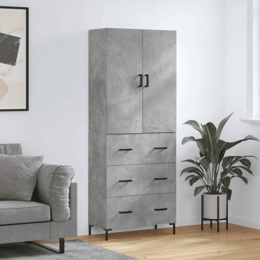 Armário alto - Bufete - Móvel de apoio 69,5x34x180 cm derivados de madeira cinza cimento pt900