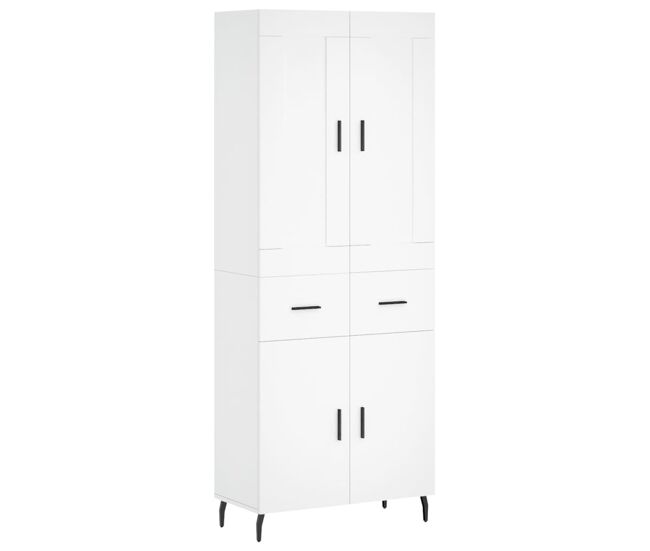 Aparador alto - mueble de almacenamiento madera contrachapada blanco 69,5x34x180 cm es730