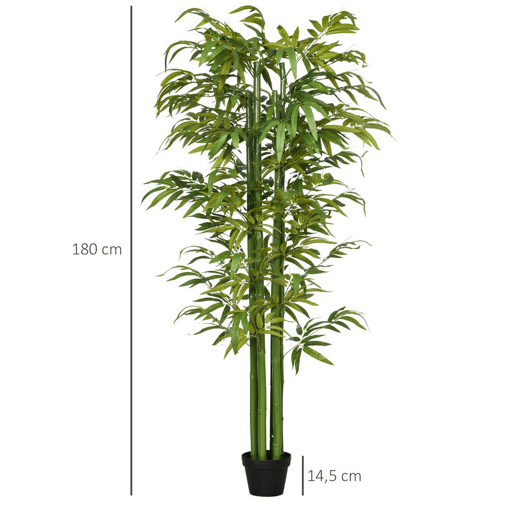 HOMCOM Conjunto de 2 Plantas Artificiais Bambus em Vaso 180 cm Bambus Artificiais para Interiores e Exteriores Decoração de Sala de Estar Escritório Ø17x180 cm Verde