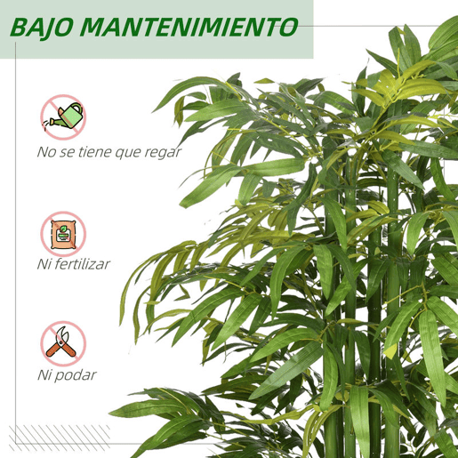 HOMCOM Conjunto de 2 Plantas Artificiais Bambus em Vaso 180 cm Bambus Artificiais para Interiores e Exteriores Decoração de Sala de Estar Escritório Ø17x180 cm Verde