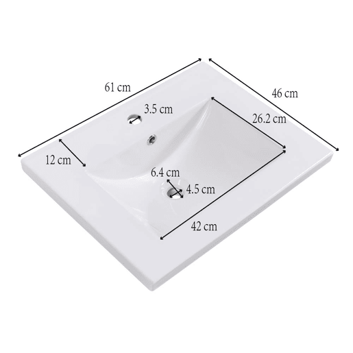 Móvel de casa de banho com lavatório em cerâmica - com arrumação - Branco (torneira não incluída)