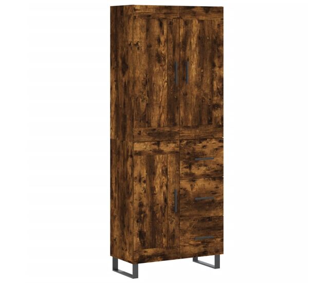 Aparador alto - mueble de almacenamiento madera contrachapada roble ahumado 69,5x34x180 cm es1199