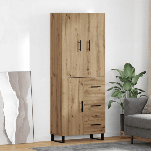 Aparador - Bufete - Móvel de apoio com gaveta 2 pcs Carvalho Artesanal 69,5 x 34 x 180 cm pt196