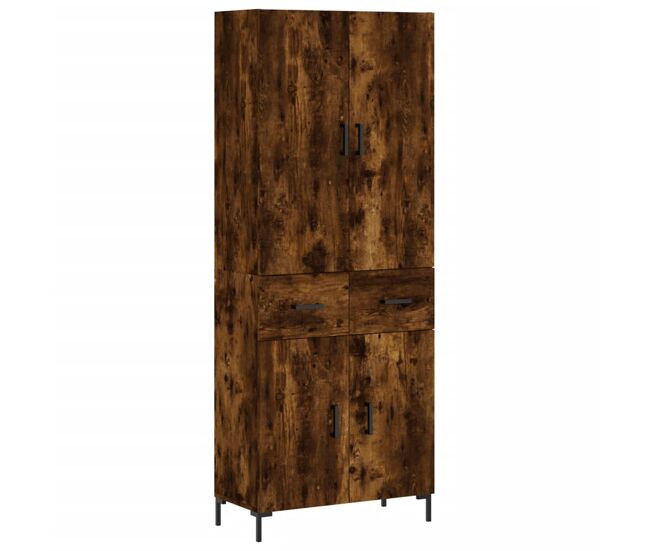 Aparador alto - mueble de almacenamiento madera contrachapada roble ahumado 69,5x34x180 cm es1182