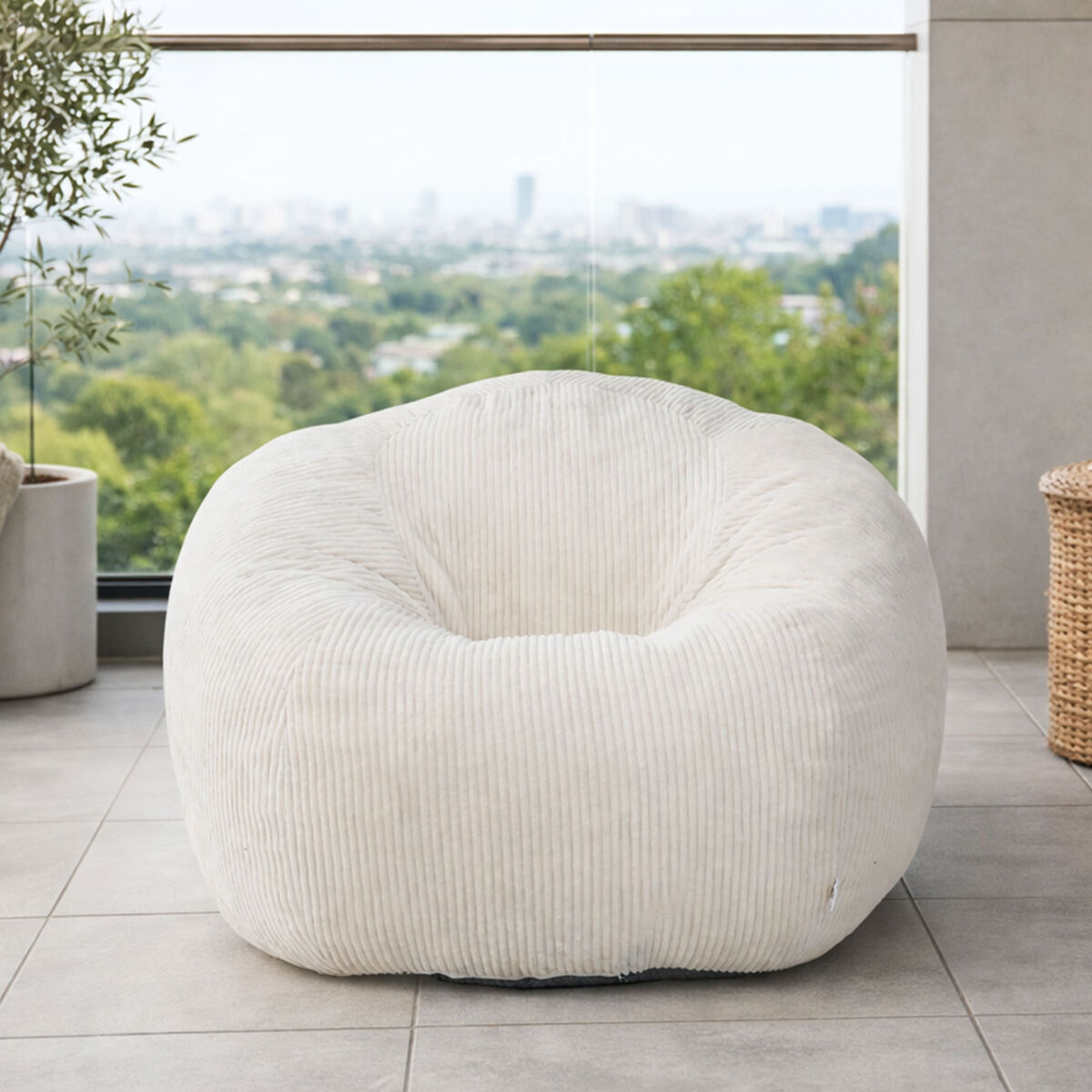 Puff relax pera HOMEMIYN de corduroy con relleno de espuma - Conforama
