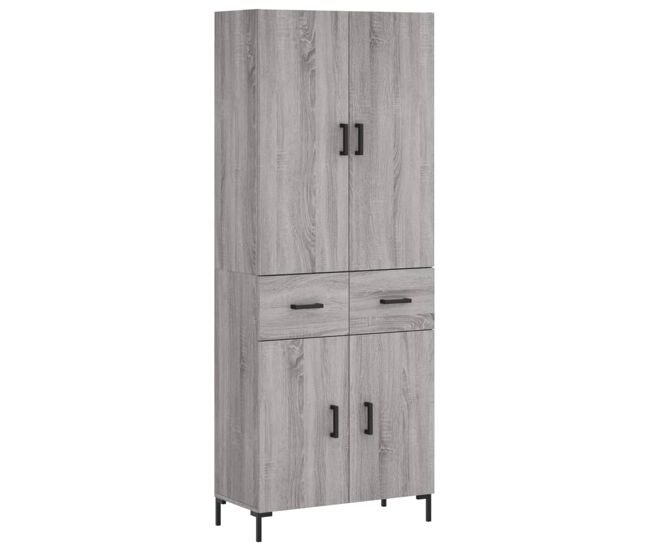 Aparador alto - mueble de almacenamiento madera contrachapada gris sonoma 69,5x34x180 cm es1099
