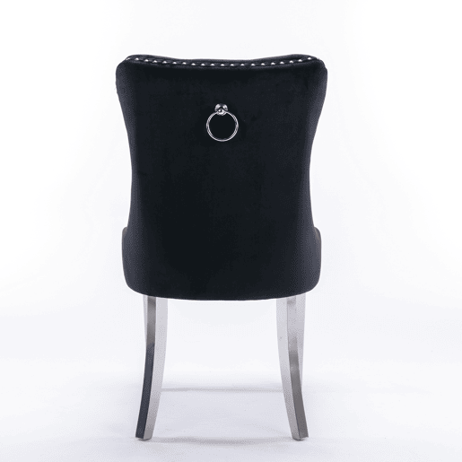 Cadeira de sala de jantar 2 unidades - Moderna, estofada em veludo com pernas cromadas - Preto e cromado