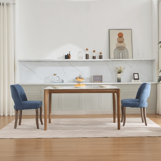 Cadeiras de sala de jantar em madeira, 2 unidades - estofadas modernas para cozinha e sala de estar - Azul