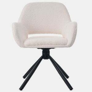 Conjunto de 2 cadeiras giratórias com braços - em tecido de sherpa - estilo moderno - Branco